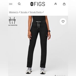Figs Black Scrub Pants with Gray Drawstring
